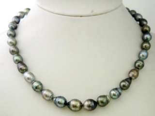 10.5mm MULTI COLOR TAHITIAN PEARL 14K GOLD NECKLACE  