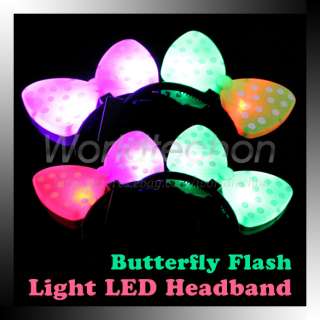   HeadBand Flashing Light Up Head Band Butterfly Hoop Buret Clamp  