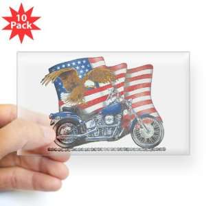  Sticker Clear (Rectangle 10Pk) Motorcycle Eagle And US 