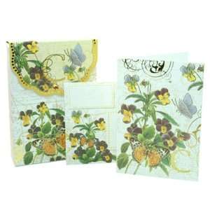  Punch Studio Floral Monogram Pouch Note Cards  #56976C 