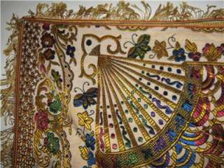 Piano Shawl Throw Embroidery Butterflies,Vases,Priest lots of color 