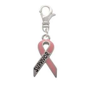  Pink Ribbon Survivor Clip On Charm Arts, Crafts 