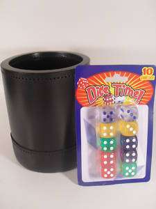 JUMBO Genuine Leather Dice Cup/ Box & Multi Colored Die  