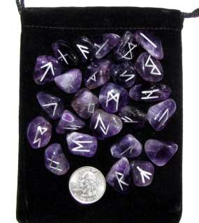 MD AMETHYST RUNES 25 Elder Futhark runestones silver  