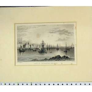   View City Waterford Ireland Sailing Ship Old Print