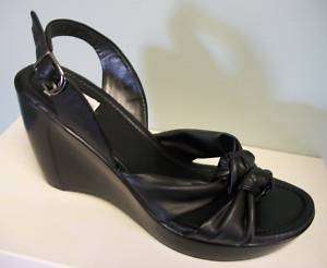 ST JOHNS BAY Womens Black Shoes Wedge Heels Open Toe Casual Sandals 9 
