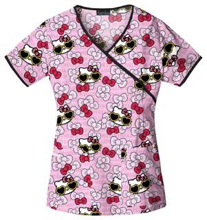   Tooniforms Hello Kitty Womens Mock Wrap Print Top 6726C HKGL  
