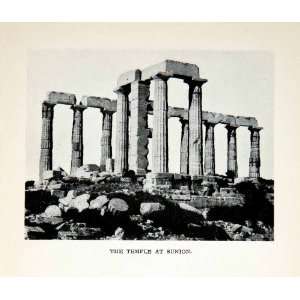  1928 Print Poseidon Temple Cape Sounion Greece Attica 