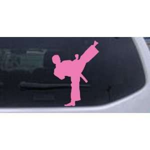 Karate Ninja Sports Car Window Wall Laptop Decal Sticker    Pink 20in 