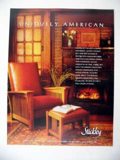 Stickley Mission Collection Furniture chair ottoman 1999 print Ad 