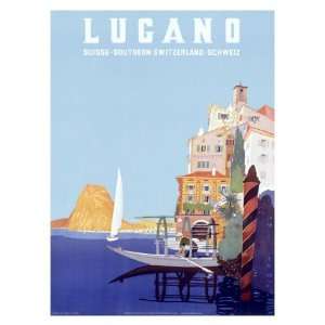  Italian Resort Lugano Giclee Poster Print by Leopoldo 