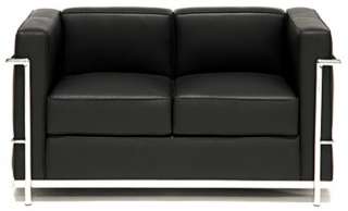 modern lc2 cube sofa set   black italian leather  