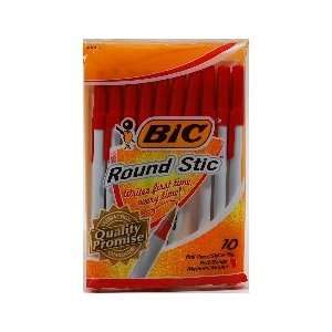  Bic Round Stic Pen Red Med 10pk