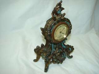 Seth Thomas Gilt Key Wound Repousse Metal Mantle Clock Art Nouveau 