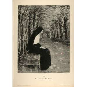  1894 Print Nun Sister Portrait Paul Hoecker Engraving 