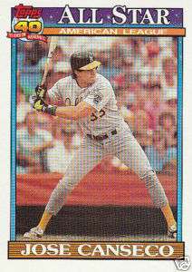 1991 Topps Jose Canseco All Star Card #390  