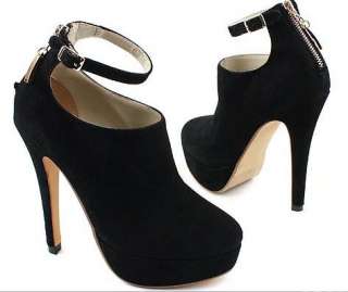 SHUGAGA BLACK Celebrity Platform Peep Toe Ankle Strap NEW US 5 6 7 8 