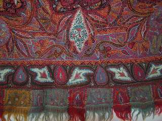 Exquisite Antique Victorian Kashmir Hand Woven Embroidered Pieced 