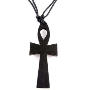  Black Cord Necklace   Ankh Cross Pendant Jewelry