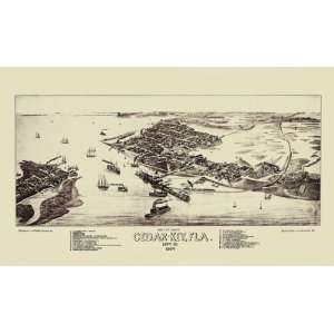  CEDAR KEY FLORIDA (FL/LEVY COUNTY) PANORAMIC MAP 1884 