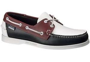 SEBAGO Mens Spinnaker Docksides Boat Shoes Navy/Red/White Leather 