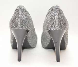 STYLE & CO. Spicey Silver Glitter Peep toe Pump Women Shoes 8 M  