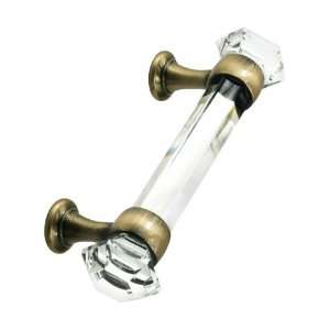  3 On Center Hexagonal Cut Crystal Handle With Solid Brass 
