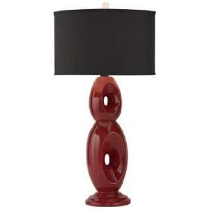  Thumprints Loop Red With Black Shade Table Lamp