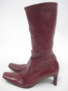 CASADEI Maroon Leather Knee High Boots Heels Shoes Sz 7  