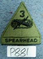 US ARMY 3RD ARMORED DIVISION SPEARHEAD PATCH P881  