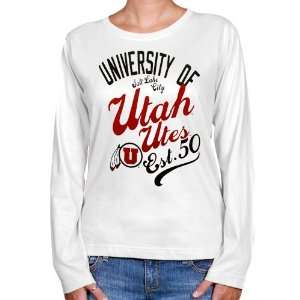  Utah Utes Ladies Splashy Long Sleeve T Shirt   White 