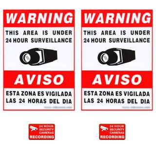   size warning decals surveillance vinyl signs free w 2 small stickers