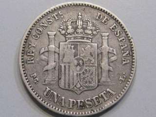 1893 (93) PG L Peseta. Spain. Better Grade F/VF  