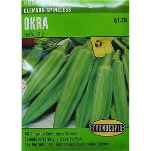  Okra Clemson Spineless Seeds 65 Seeds Patio, Lawn 