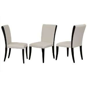  Sofa   Set of 2 Bonded Leather Dining Side Chairs with Wood Legs 