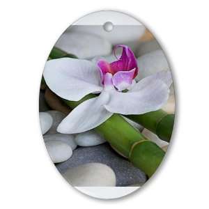  Ornament (Oval) Orchid and River Stones 