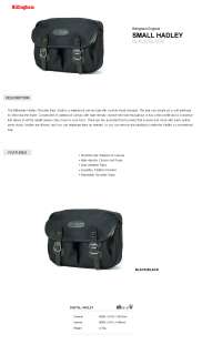 BILLINGHAM HADLEY SMALL   BLACK FIBRENYTE/BLACK Camera Bag 503302 01 