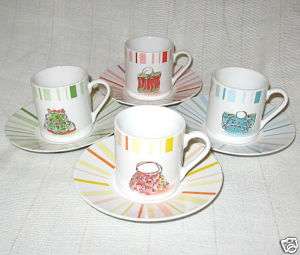 Rosanna Accessories Four Espresso Cups & Saucers *NIB*  