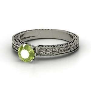  Charlotte Ring, Round Peridot 14K White Gold Ring Jewelry