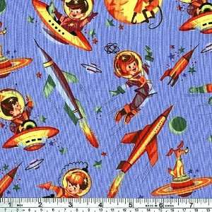  45 Wide Michael Miller Space Cadets Blue Fabric By The 