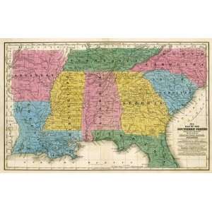 Map of the Southern States, 1839 Arts, Crafts & Sewing