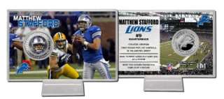 Detroit Lions Matthew Stafford Silver Plate Coin Card  
