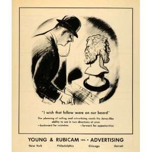  1933 Ad Young Rubicam Advertising Janus Roman God Bust 