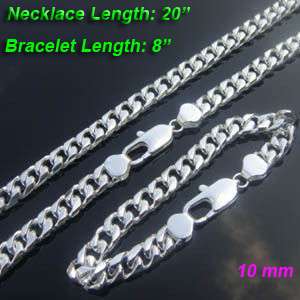 Fine set Mens Jewelry Silver Chain bracelet  Necklace  