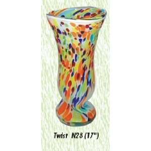    Blue Twist Vase Hand Blown Modern Glass Vase