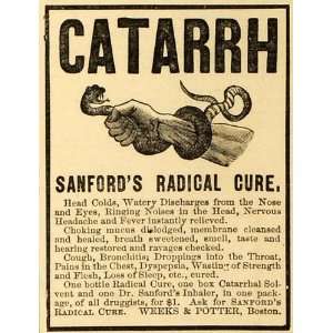  1883 Ad Weeks & Potter Sanfords Radical Cure Remedy 
