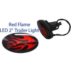  Red Flame 2 LED Trailer Hauler Brake Tail Light Sports 