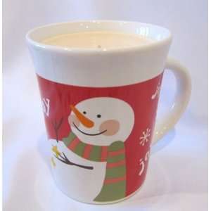 Hand Poured Round Cup 4.25x3.5 Soy Wax Candle, Joy Snowman Christmas 