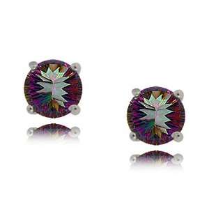  Mystic Fire topaz Earring Solitaires in Sterling Silver 