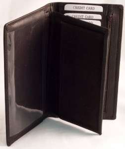 Checkbook Cover Organizer Wallet BROWN LEATHER Holds 14 cards ID 
